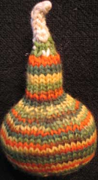 hand-knit gourd cat toy or decorative item