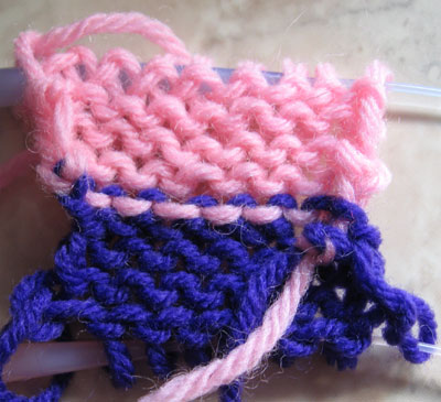 Purl side of "middle out" knitting